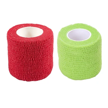 

2Pcs 2 Inch X 5 Yards Self Adherent Adhesive Free Grip Comfort Wrap Cover Tattoo Handle - Red & Green