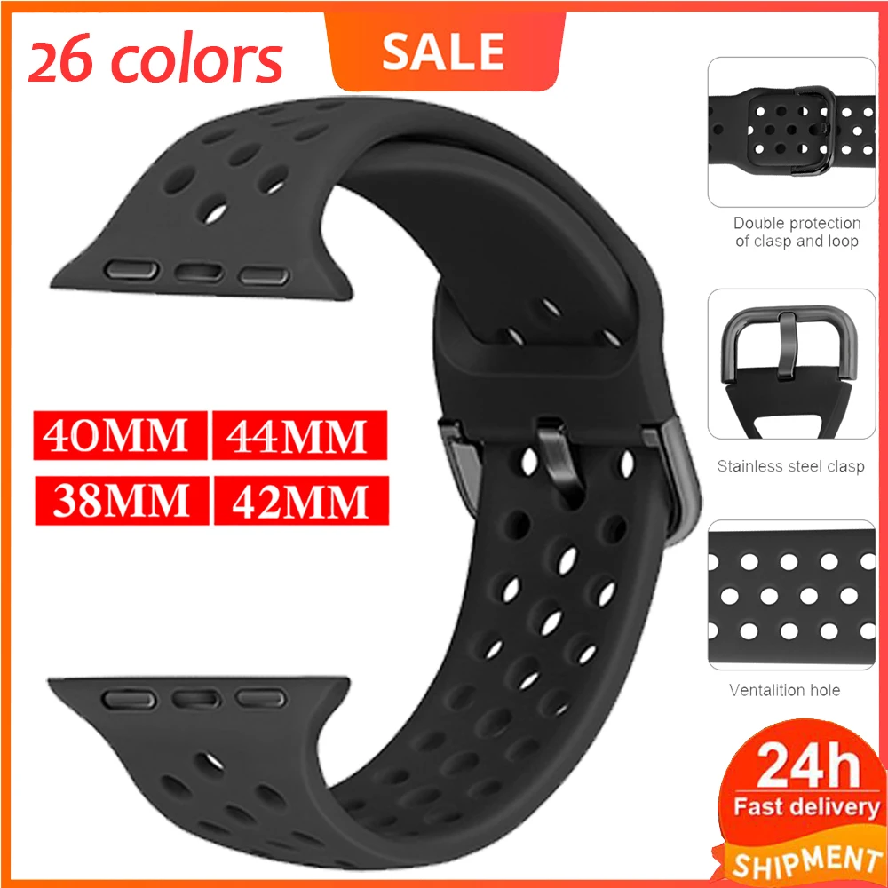 

silicone watch band for iwatch 5 4 3 38mm 42mm bands sport breathable loop for apple watch 5 4 3 2 1 40mm 44mm watchbands