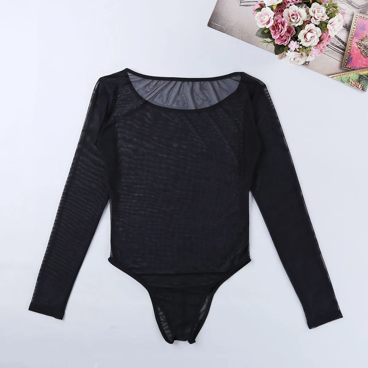 Mens See Through Underwear Mesh transparent thong Bodysuit Jumpsuit Long Sleeve Scoop Neck High Cut Bodysuit Lingerie Nightwear men underwear sexy lingerie