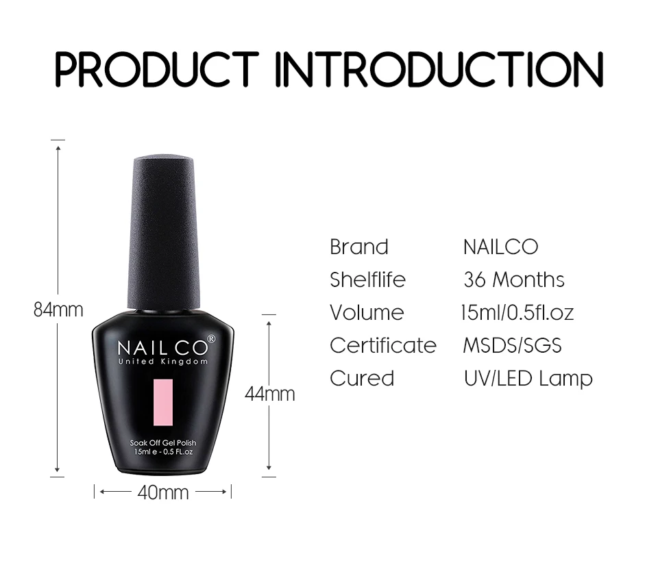 NAILCO 탑코트 베이스 젤 매니큐어 네일 아트, 반영구 래커 바니시, 하이브리드 네일 용품, 전문가용, 15ml