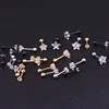 316 Stainless Steel Screw-back Star Zircons Stud Earrings 3mm to 8mm Classical Style Golden IP Plating No Easy Fade Allergy Free 4