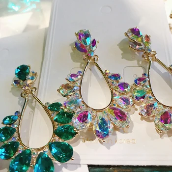 

Korean New Fashion Geometric Crystal Water Drop Elegant Dangle Earrings For Female Daily Party Accessories