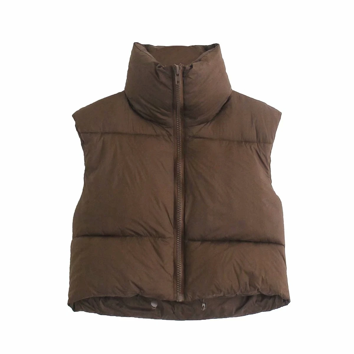 brown puffer vest