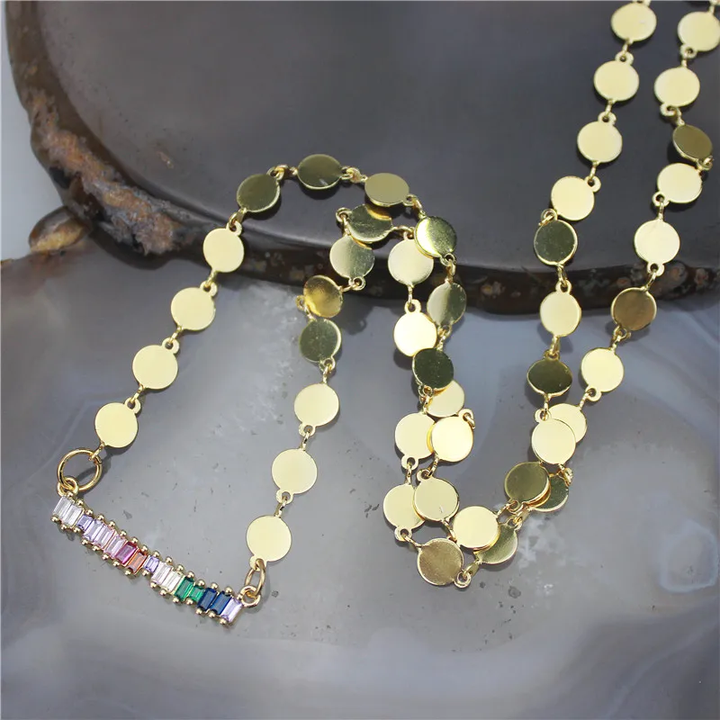 16 дюймов 10 шт./лот новый дизайн ожерелье с кубическим цирконием радужной формы