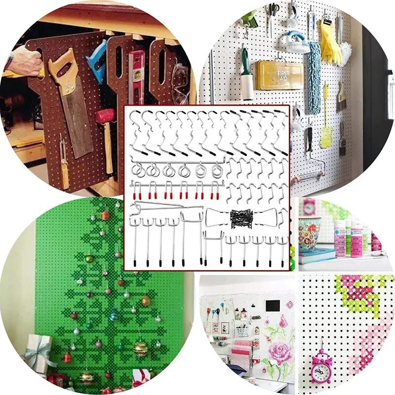 Pegboard Крючки ассортимент, 54 шт. Pegboard крюк Органайзер аксессуары набор с 20 шт. колышек замки