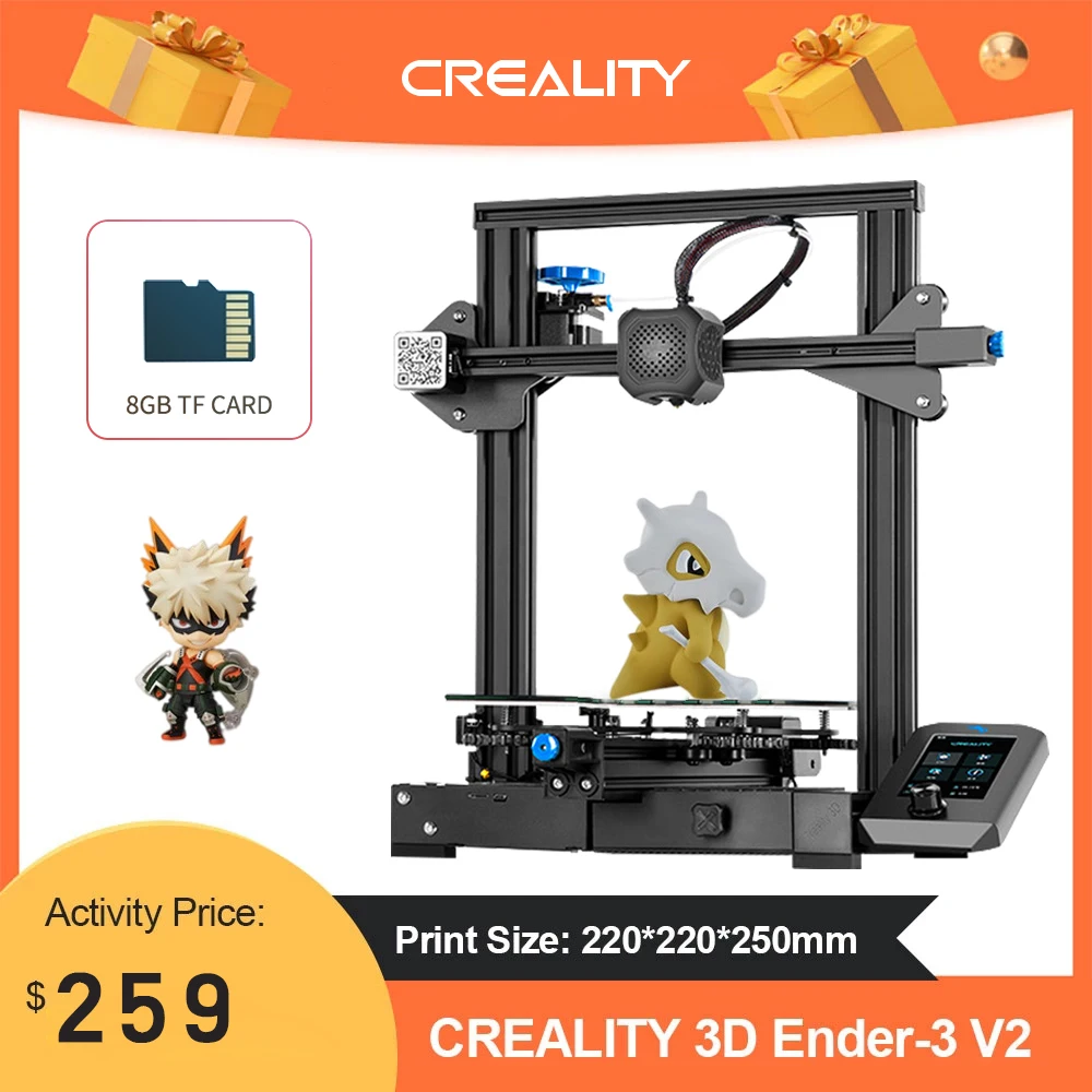 Ender-3 V2 CREALITY 3D Printer DIY Kit Silent TMC2208 Stepper Resume Power Failure Printing Upgraded Tempered Glass Impresora