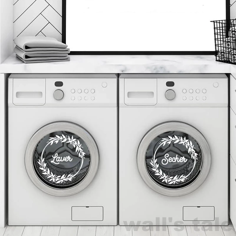 Pegatinas De Pared 'WASH' Y 'DRY' Para Lavandería – Decoración Vinilo Autoadhesivo, 60 X 30 Cm