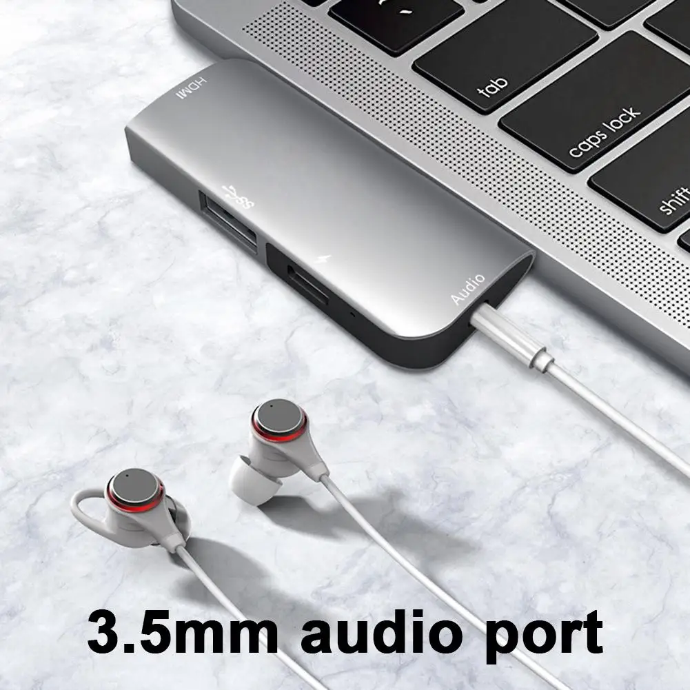 4-в-1 Тип-C USB Hub адаптер для мульти USB 3,0 HDMI адаптер док-станция для MacBook PD 3,0 быстрой зарядки 3,5 мм разъем для наушников для iPad Pro
