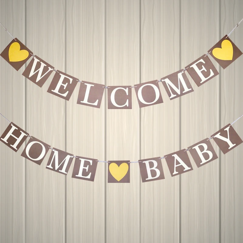 welcome home baby Добро пожаловать Детские баннеры пол раскрывает гирлянды-флажки Детские День рождения украшения вечерние принадлежности - Цвет: welcome home baby