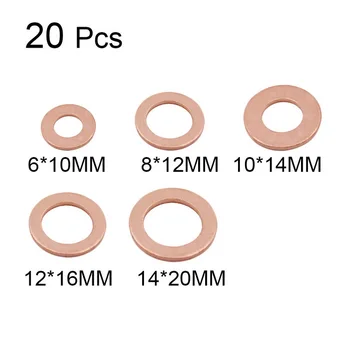 

20Pcs Copper Washer Gasket Sump Plug Oil For Boat Crush Gasket Seal Fittings Fastener Hardware Tool Accessories Flat Seal Ring