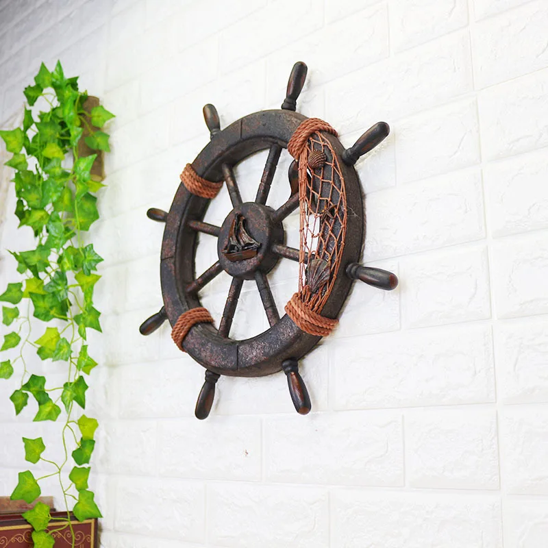Средиземноморский корабль деревянный руль руля настенные украшения руль творческий бар деревянные украшения фотография рис