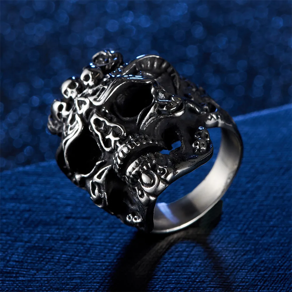 

Punk Personalized Style Stainless Steel Retro Steel Color Skull Ring Fashion Trendy Lord of the Ringe Men Popular Jewelry Gift