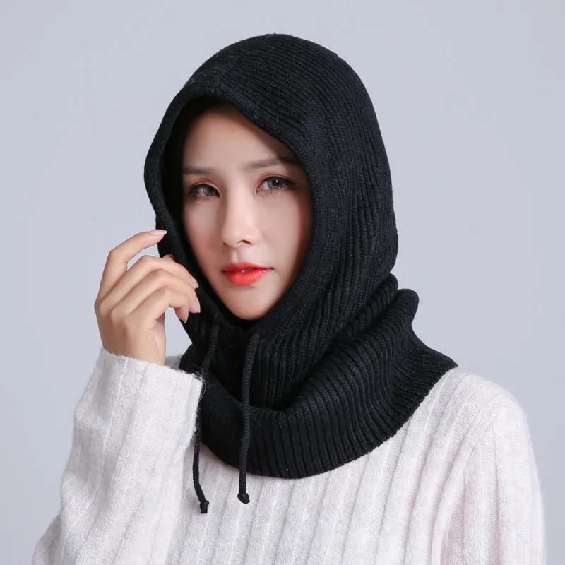 

2019 Women Multifunction Scarf Hat Cashmere Wool Blend Knitted Even The Neck Hats Winter Soft Warm Solid Color Head Cap