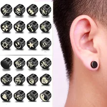 Магнитные одиночные серьги на магнитах, серьги-гвоздики без ушей, простые панк серьги из нержавеющей стали для мужчин и женщин, черные двухсторонние серьги