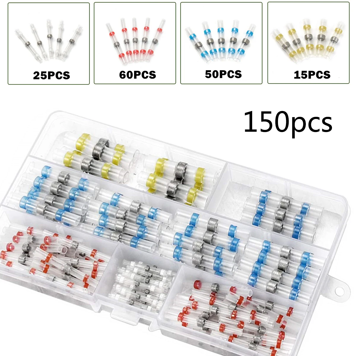 

150/250pcs Insulated Wire Connector Terminals Heat Shrink Kit Boxed Polyolefin Tube For Cable