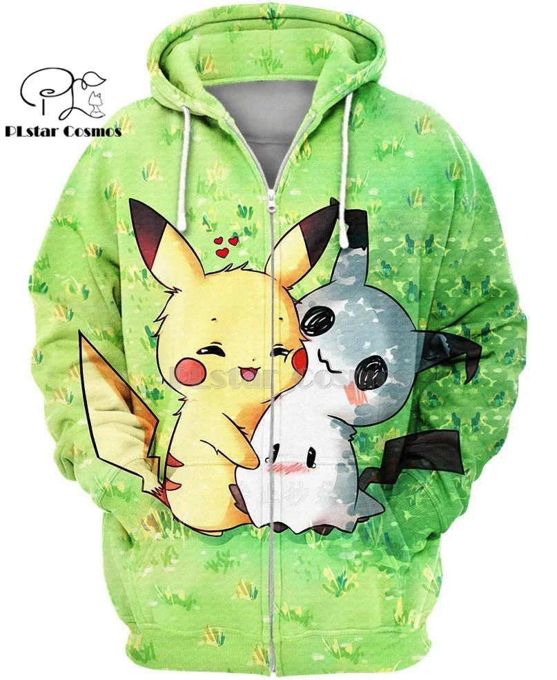PLstar Космос Покемон из японского аниме Mimikyu и Пикачу Милые 3d толстовки/Толстовка зима осень Забавный Harajuku уличная одежда