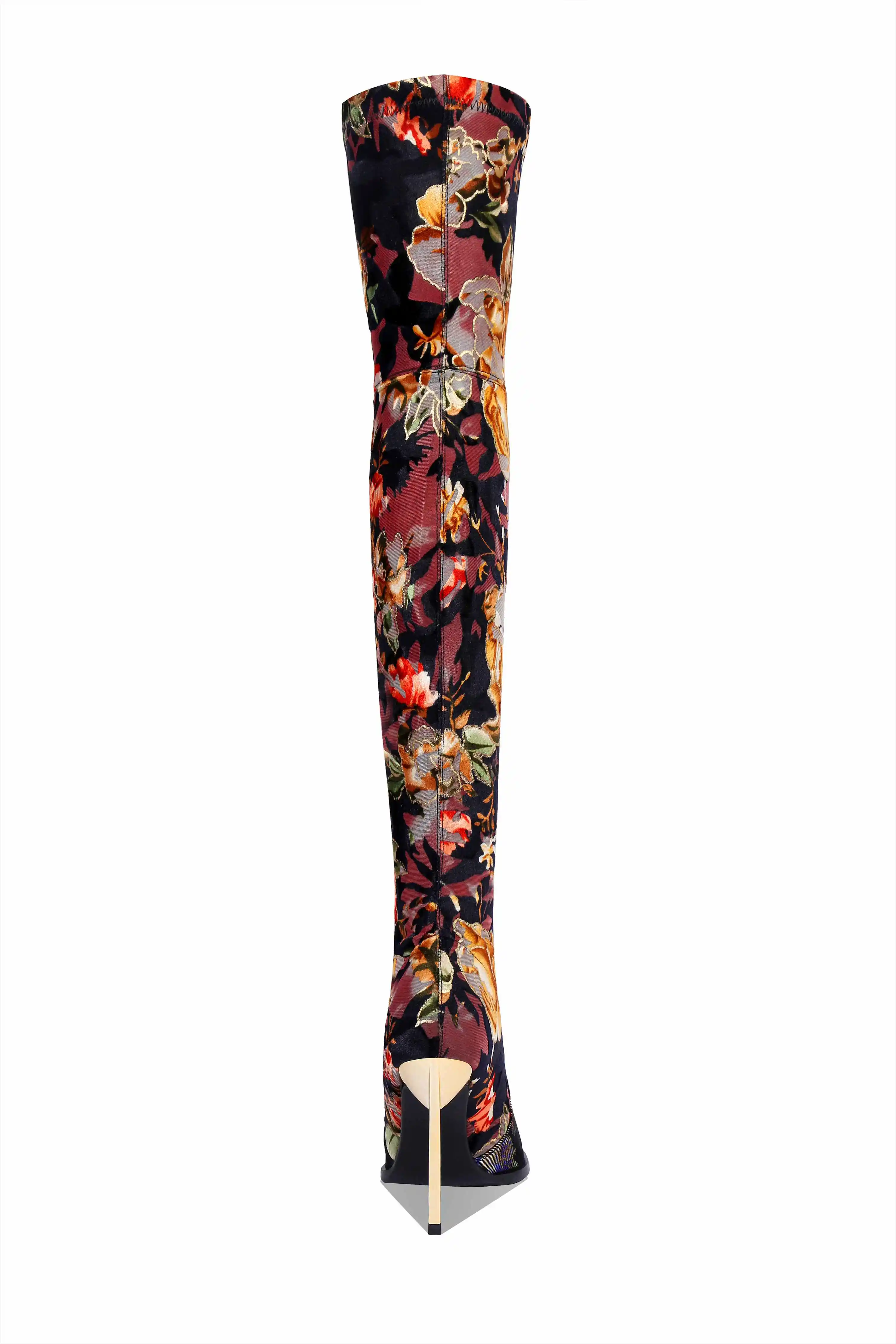 Special prints sheep leather pointed toe gladiator sexy party super high heels flower flock keep warm over-the-knee boots L06