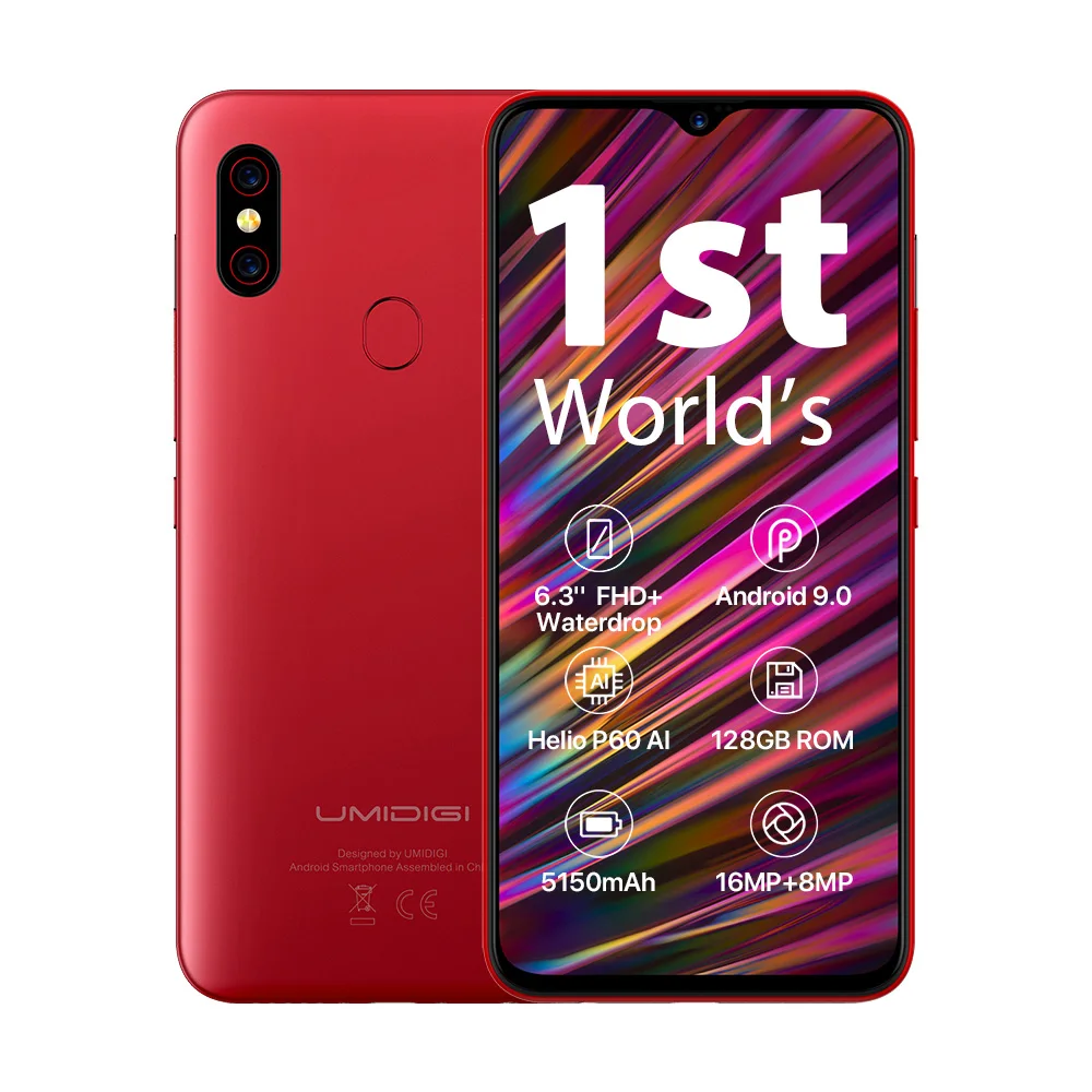 UMIDIGI F1 Android 9,0 128 Гб rom 4 Гб ram 6," FHD Helio P60 5150 мАч большая батарея 18 Вт Быстрая зарядка 16 Мп+ 8 Мп восьмиядерный смартфон