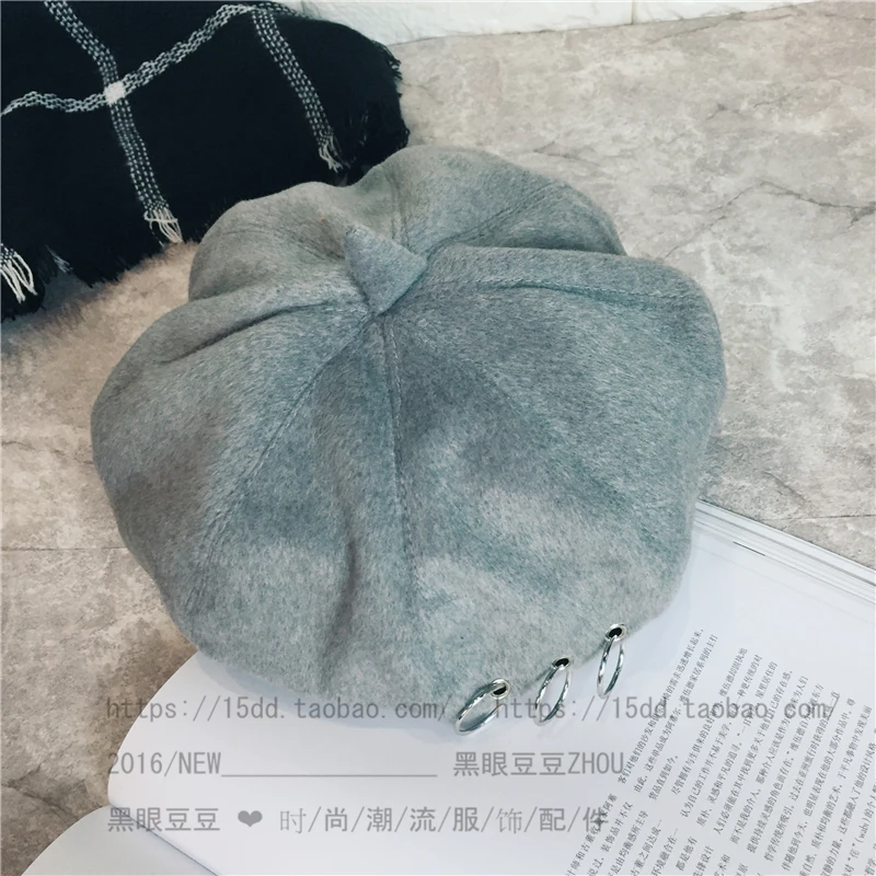 Берет, корейский стиль, стиль, Ulzzang, Крутое кольцо, художница, кепка, железный обруч, береты для женщин, Осень-зима, ретро, британский, корейский стиль