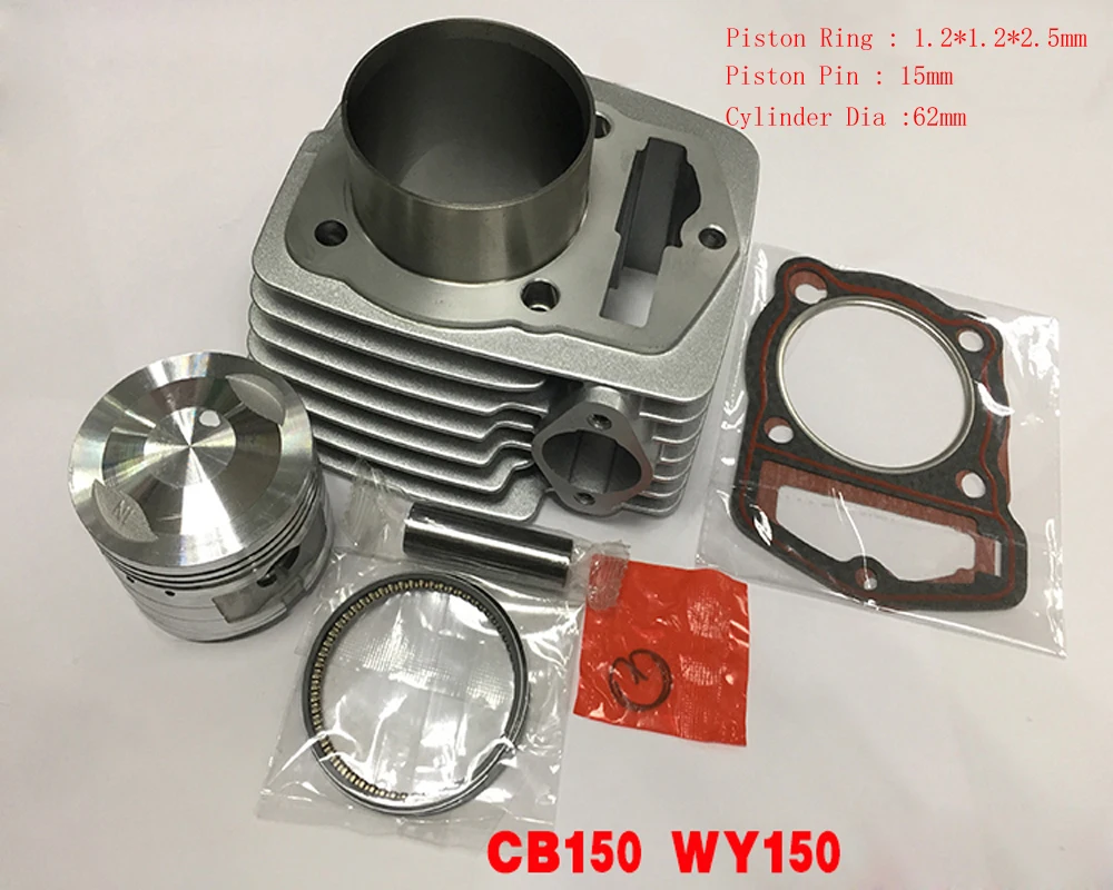 

E0230 Aluminum Big Bore Kit Cylinder Set For WY150 CB150 HJ150 150cc Motorcycle Cylinder Kits 62MM With Piston 15mm