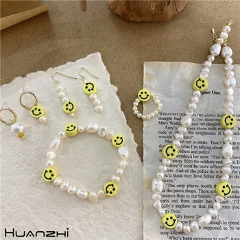

HUANZHI 2020 New Korean Retro Trendy Fun Natural Irregular Pearl Necklace for Women Girl Party Summer Vacation Jewelry