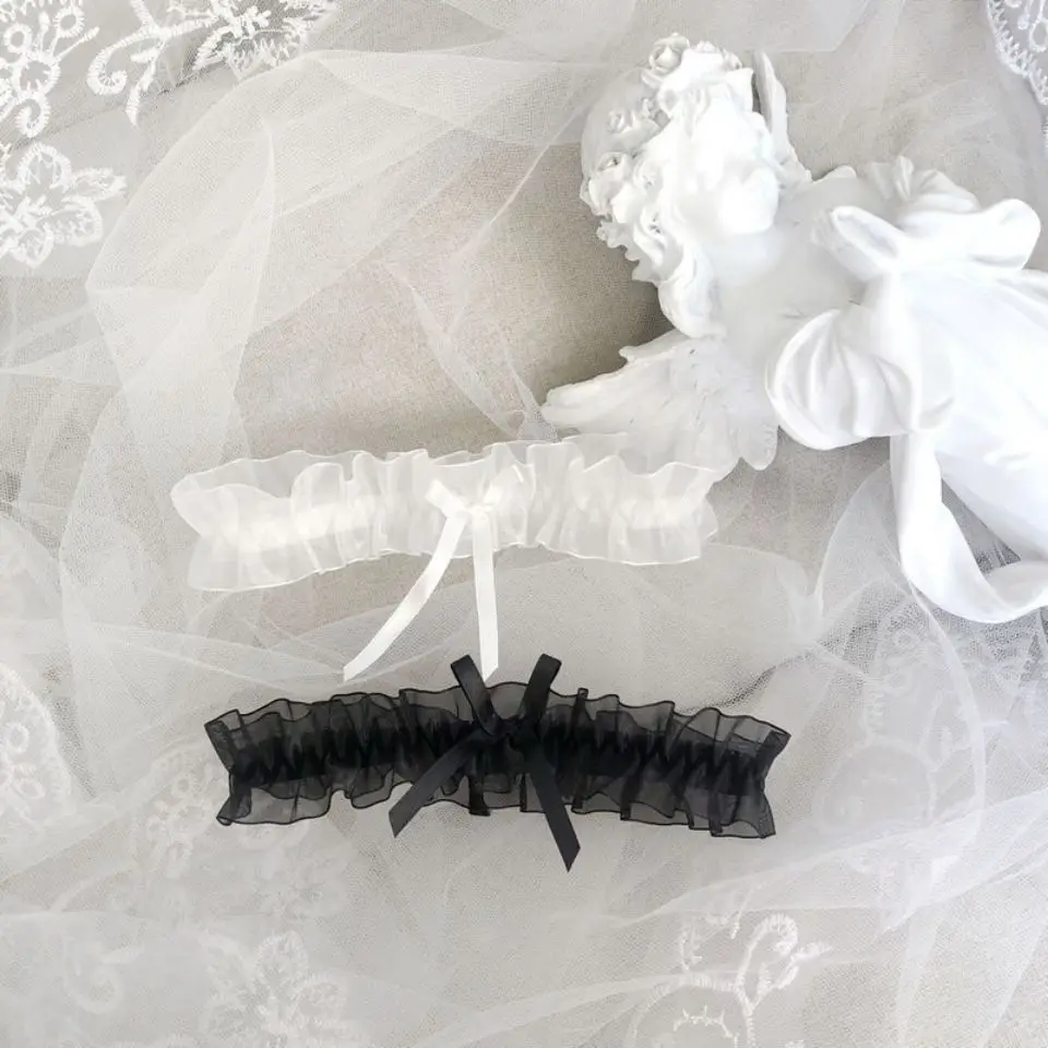 Women Sexy Bow Leg Ring Costume Accessories Lace Floral Garters Belt Leg Loop Wedding Bridal Cosplay Fashion Girls Stocking Ring cosplay leg accessories