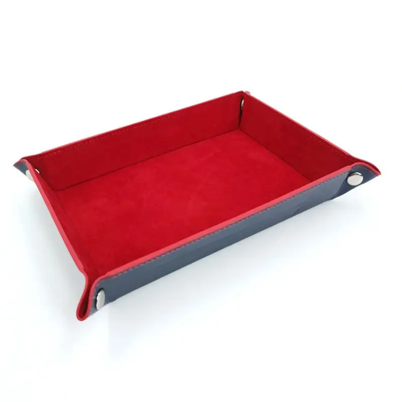 

Rectangle PU Leather Dice Trays Foldable Storage Box Table Games Key Coin Box