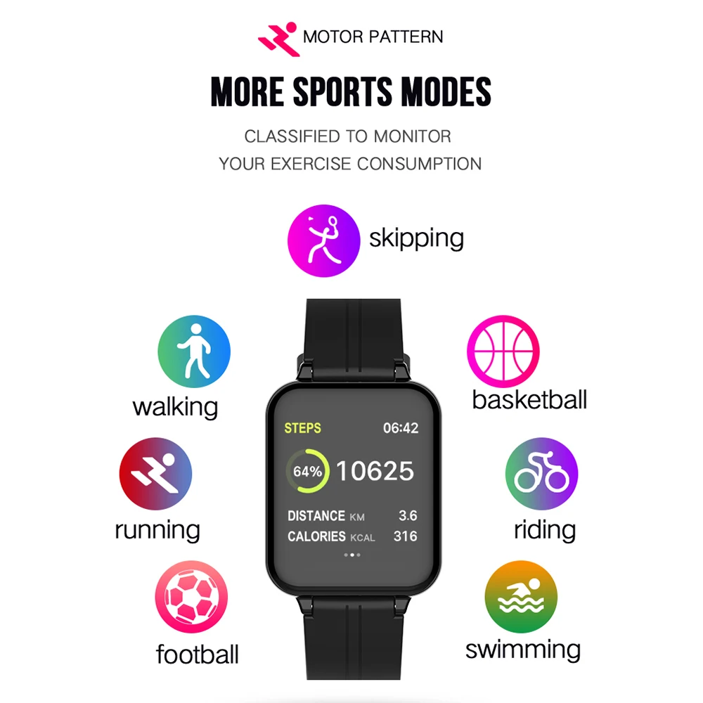 10 шт.) B57 Смарт-часы IP67 водонепроницаемые умные часы 146 монитор сердечного ритма несколько спортивных моделей фитнес-трекер для мужчин
