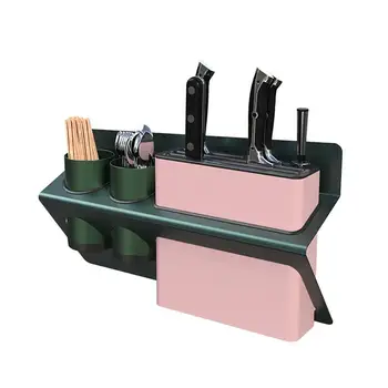 

Stainless Steel Wall Mounted Kitchen Storage Rack Dish Drying Drainer Knife Holder Cutlery Spice Organizer Hooks Shelf