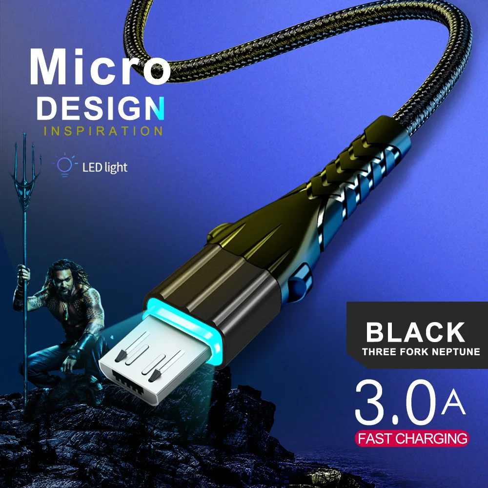 Twitch Micro USB кабель 3A Быстрая зарядка USB кабель для передачи данных Шнур для samsung Xiaomi Redmi Note 4 5 Android Microusb Быстрая зарядка 1 м 2 м - Цвет: Black Micro USB