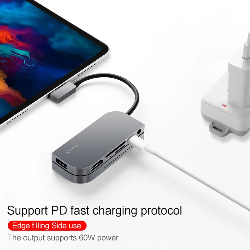 Ajiuyu-usb c Hub para Lenovo Tab P11 Pro 11.5 Tb-j706f tipo c Dock Usb 3.0 Hdmi 35 mm pd Port Adaptador Splitter Tablet Conversor - Imagem 6