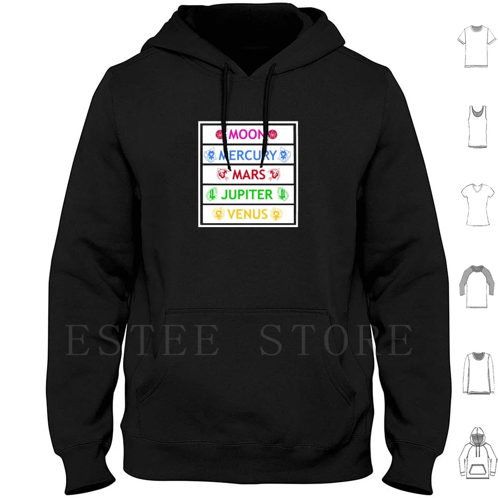 , , , Jupiter , & Venus Felpa Con Cappuccio Manica Lunga Anime Sailor Sailor Sailor Jupiter Sailor Scout Manga Moon Fanart