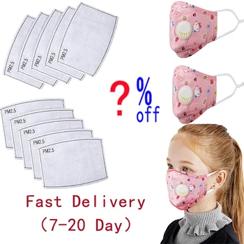 

2pcs pink Children's Mask Pm2.5 Cotton Reusable Mask with Breathing Anti Haze Breathable Kids Mask+10 Free Filters