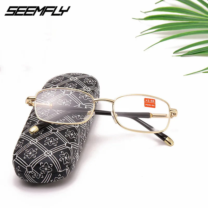 SEEMFLY, новая мода, металлическая оправа, стеклянные линзы, женские и мужские очки для чтения, женские и мужские очки унисекс+ 1,0 1,5 2 2,5 3 3,5 4