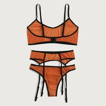 

Fluorescent See-through Bra Set with Garter Belt Sexy Underwear Lingerie Set Bra Set Womens Push Up Bra and Panty Set