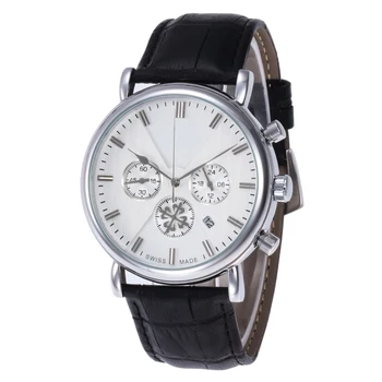

Top Brand GENEVE Luxury Men Business Wrist Watch Men's Quartz Chronograph AAA Watches Fashion Leather Strap montre homme