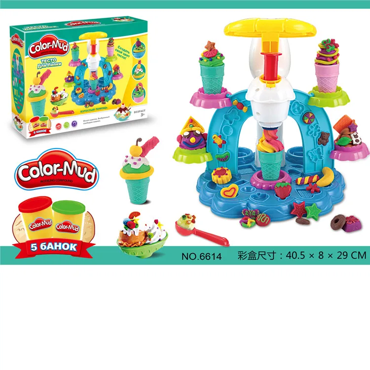 

Children Play House Food CHILDREN'S Toy Colored Clay Double Color Ice Cream D. Self-Made Colored Clay Food Children Play