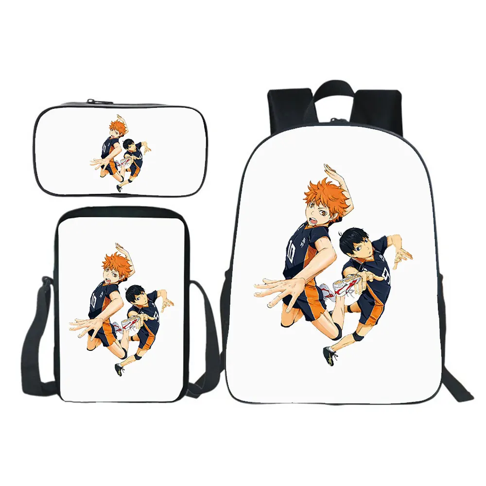 Anime Haikyuu Backpack 3pcs Set Boy Girl School Bag Teens Bookbag Kids Rucksack Gift(backpack+shouder Bag+pen Bag)
