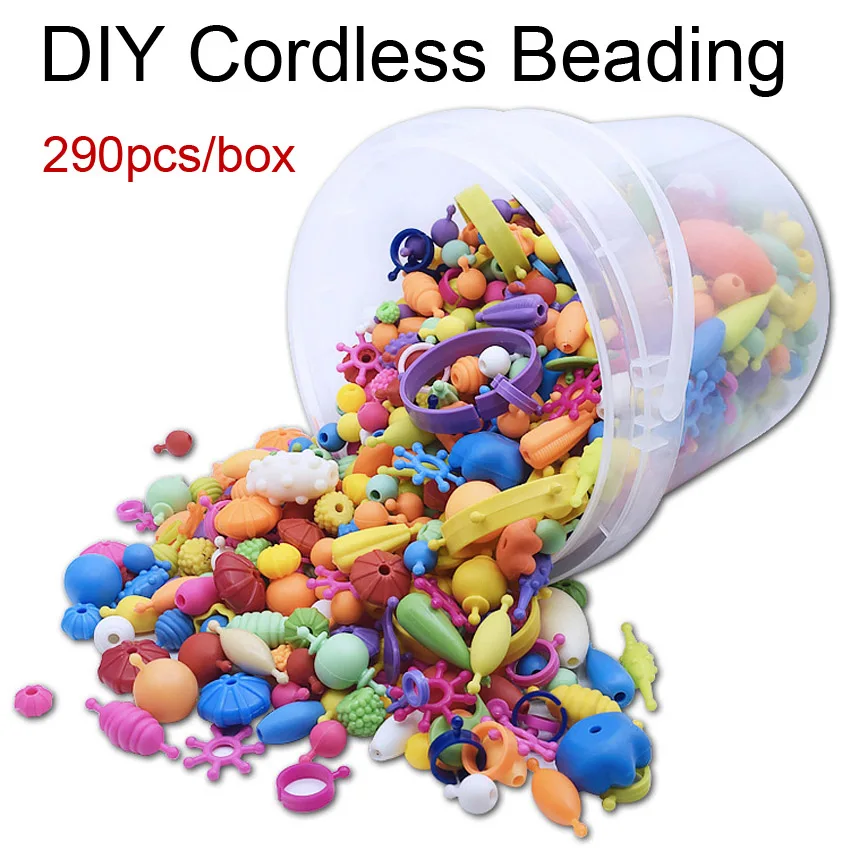 290pcs DOLLRYGA 290 шт/бочонок knutselen kinderen DIY беспроводные бусины детская игрушка Детские игрушки Детские ремесленные радужные бусины Подарок ткацкий станок полосы - Цвет: 290pcs