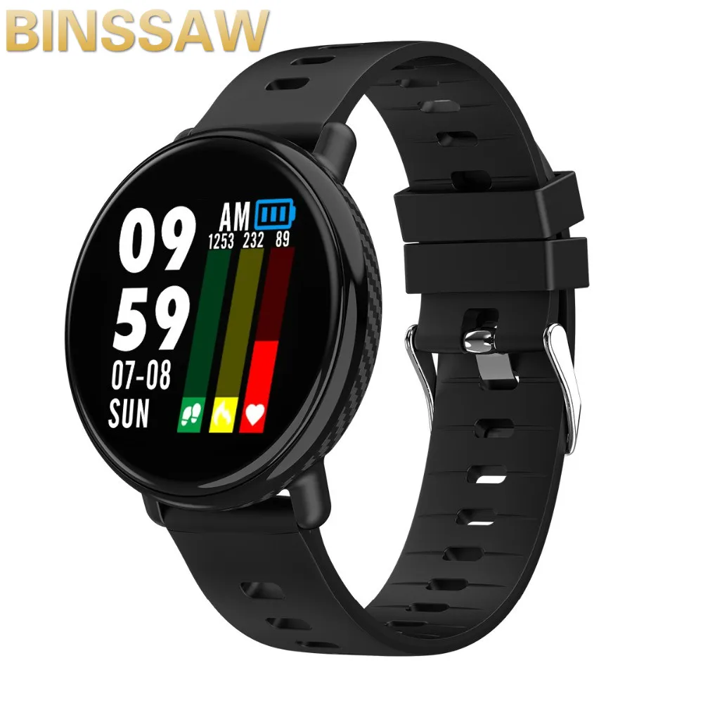 BINSSAW K1 Sports smartwatch Smart watch IP68 waterproof IPS Color Screen Heart rate monitor Fitness tracker  PK CF18 CF58 +BOX