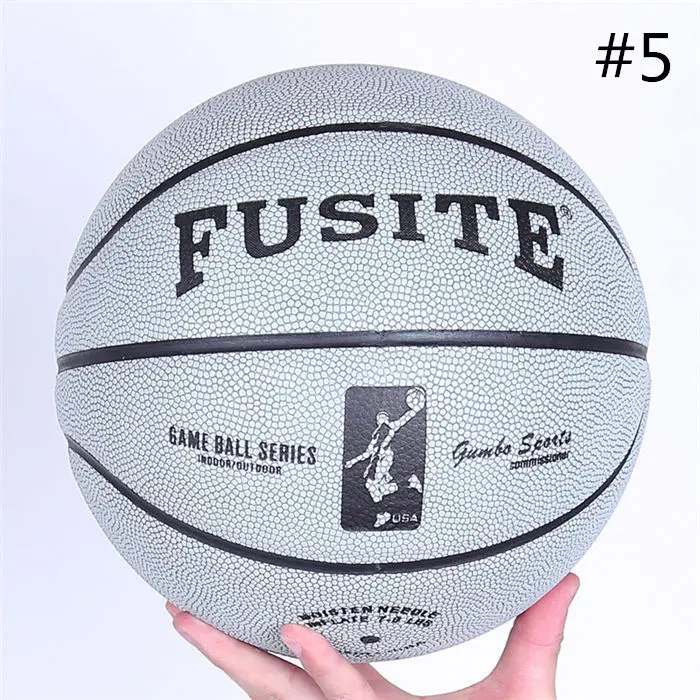 Gray SIZE 5 Стандартный размер#5/#6#7 PU баскетбол износостойкий влагопоглощающий нескользящий Профессиональный тренировочный Баскетбол - Цвет: Gray SIZE 5