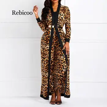 

Women Suit Sets Sexy Leopard Print Ladies Spring Autumn Long Sleeve Coat & Pantsuits Casual Fashion Trouser Outfits