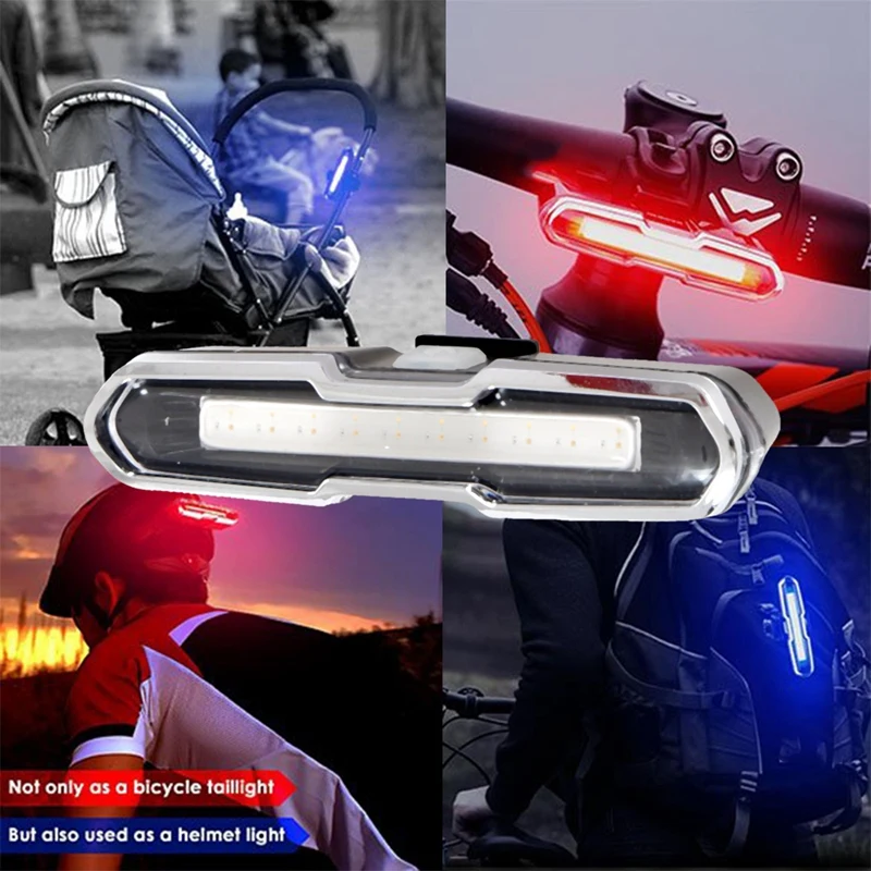 

Bike Tail Light Ultra Bright Bike Light USB Rechargeable LED Bicycle Rear Light 5 Light Mode Headlights with Red + Blue