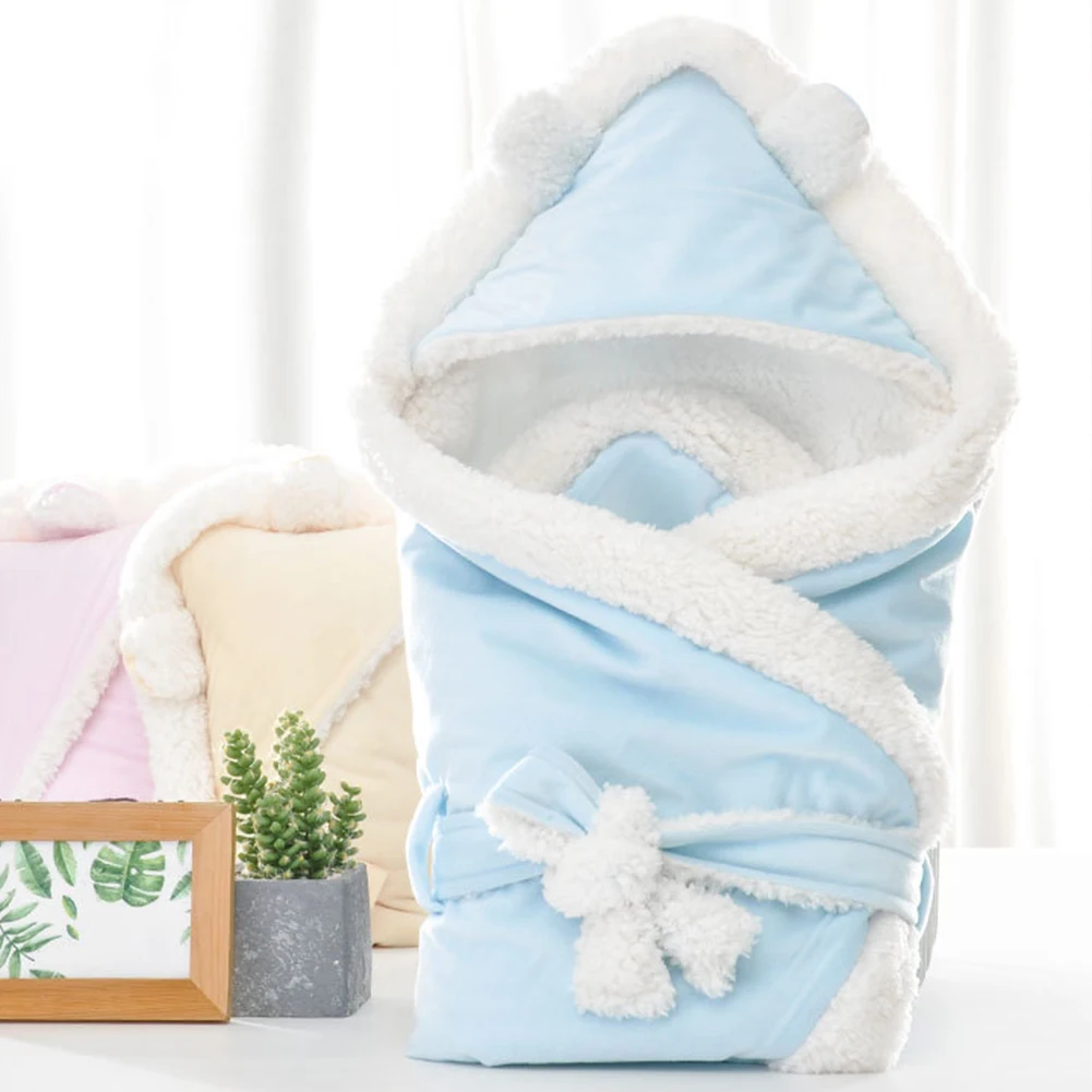 Unisex Thick Hooded Plush Cute Stroller Cover Universal Envelope Wrap Blanket Sack Newborn Sleeping Bag Infant Warm Baby Swaddle