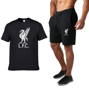 

Men's Casual Sports T-shirt Shorts Set Summer 2020 New Liverpool Football T-shirt + Men's Running Short Sleeve Sportswear Set