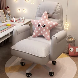 Chaise de bureau de Gaming en cuir rose pour filles, siège de course ergonomique pivotant réglable à dossier haut pour ordinateur 