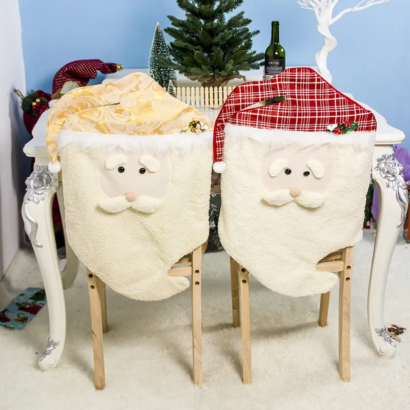 

Wool Felt Chair Back Cover Christmas Santa Claus Table Ornament Creative Party Decoration