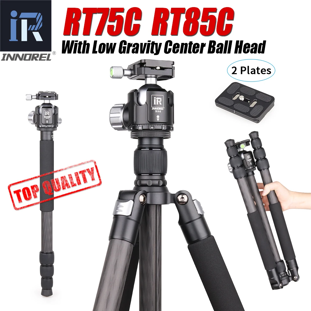 INNOREL RT75C/85C Professional Carbon Fiber Tripod Monopod add 360 Panoramic Low Gravity Center Ballhead For Digital Dslr Camera