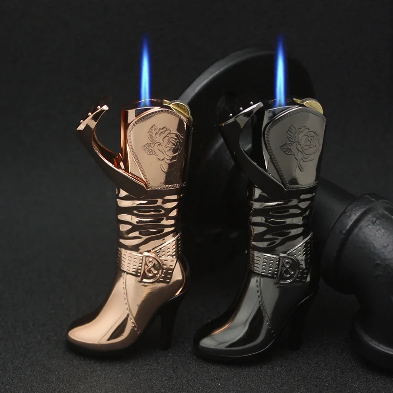 

Torch Jet Women's Boots Lighter Flint Butane Gas Inflatable Turbo Lighter Creative Metal Windproof Straight Fire Lighter Outdoor