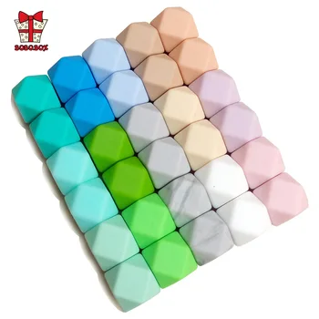 

BOBO.BOX 10pcs Hexagon Beads Silicone Teething Teether Accessories Baby Pacifier Dummy Clips Soother Nursing Toy Food Grade 14mm